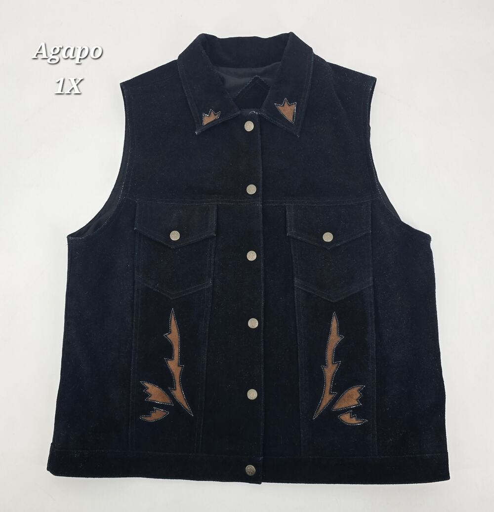 Vintage AGAPO Collection Genuine Suede Leather Western/ Biker Vest – Size 1X